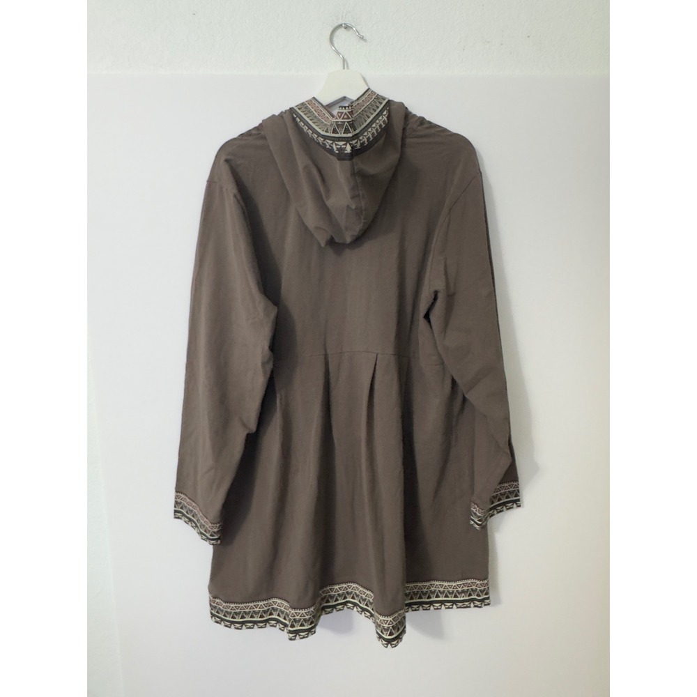 Monroe & Main Brown‎ Geometric Aztec Print Zip Up Hoodie Long Sleeve Women 3X - Picture 3 of 10